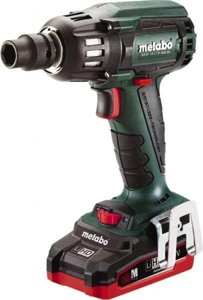 Metabo - 1/2" Drive 18 Volt Pistol Grip Cordless Impact Wrench & Ratchet - 2,150 RPM, 0 to 4,250 BPM, 295 Ft/Lb Torque, 2 Lithium-Ion Batteries Included - USA Tool & Supply