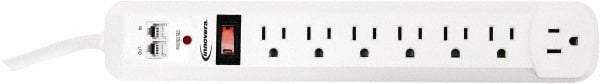 innovera - 7 Outlets, 120 Volts, 15 Amps, 6' Cord, Surge Power Outlet Strip - Floor Mount, 5-15R NEMA Configuration - USA Tool & Supply