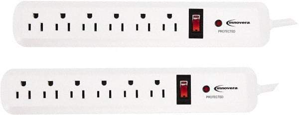 innovera - 6 Outlets, 120 Volts, 15 Amps, 4' Cord, Surge Power Outlet Strip - Floor Mount, 5-15R NEMA Configuration - USA Tool & Supply