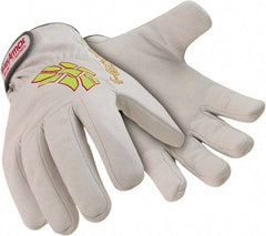 HexArmor - Size M (8), ANSI Cut Lvl A8, Puncture Lvl 4, Goatskin Leather Cut & Puncture Resistant Gloves - 9.5" Long, SuperFabric Lining, Hook & Loop Cuff, White/Hi-Vis Yellow, Paired - USA Tool & Supply