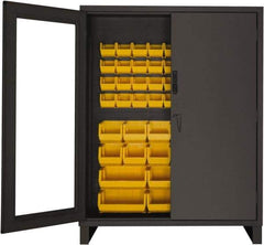 Durham - 54 Bin Locking Storage Cabinet - Steel, 60" Wide x 24" Deep x 78" High, Yellow - USA Tool & Supply