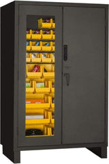 Durham - 42 Bin Locking Storage Cabinet - Steel, 48" Wide x 24" Deep x 78" High, Yellow - USA Tool & Supply