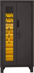 Durham - 30 Bin Locking Storage Cabinet - Steel, 36" Wide x 24" Deep x 78" High, Yellow - USA Tool & Supply