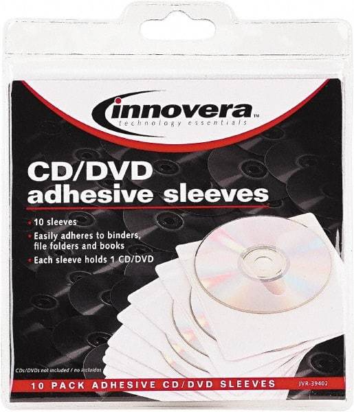 innovera - 100 Piece Clear CD/DVD Sleeves - 5" High x 5" Wide - USA Tool & Supply