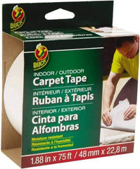 Duck - 1.88" x 25 Yd Rubber Adhesive Double Sided Tape - 6 mil Thick, White, Rubber Liner, Series DUC442062 - USA Tool & Supply