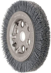 Weiler - 4-1/4" OD, 5/8" Arbor Hole, Crimped Nylon Wheel Brush - 3/4" Face Width, 5/8" Trim Length, 0.022" Filament Diam, 6,000 RPM - USA Tool & Supply