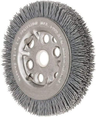 Weiler - 4-1/4" OD, 5/8" Arbor Hole, Crimped Nylon Wheel Brush - 3/4" Face Width, 5/8" Trim Length, 0.035" Filament Diam, 6,000 RPM - USA Tool & Supply