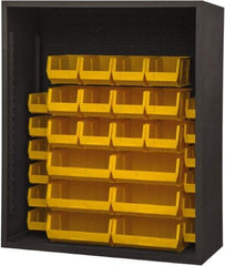 Durham - 30 Bin Enclosed Shelving - 48 Inch Overall Width x 24 Inch Overall Depth x 48 Inch Overall Height, Yellow Polyethylene Bins - USA Tool & Supply