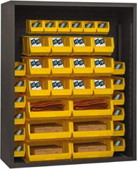 Durham - 42 Bin Enclosed Shelving - 48 Inch Overall Width x 18 Inch Overall Depth x 72 Inch Overall Height, Yellow Polyethylene Bins - USA Tool & Supply