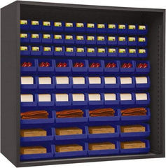 Durham - 72 Bin Enclosed Shelving - 72 Inch Overall Width x 24 Inch Overall Depth x 72 Inch Overall Height, Blue Polyethylene Bins - USA Tool & Supply