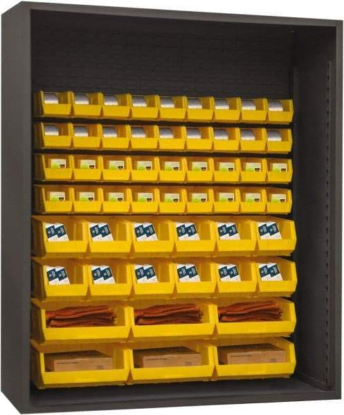 Durham - 54 Bin Enclosed Shelving - 60 Inch Overall Width x 24 Inch Overall Depth x 60 Inch Overall Height, Yellow Polyethylene Bins - USA Tool & Supply