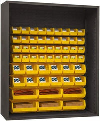 Durham - 54 Bin Enclosed Shelving - 60 Inch Overall Width x 24 Inch Overall Depth x 60 Inch Overall Height, Yellow Polyethylene Bins - USA Tool & Supply