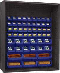 Durham - 54 Bin Enclosed Shelving - 60 Inch Overall Width x 24 Inch Overall Depth x 60 Inch Overall Height, Blue Polyethylene Bins - USA Tool & Supply