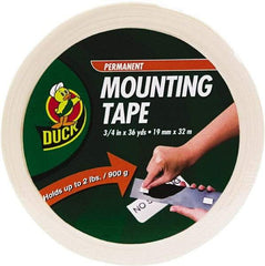 Duck - 3/4" x 36 Yd Acrylic Adhesive Double Sided Tape - 2.6 mil Thick, White, Vinyl Foam Liner, Series DUC - USA Tool & Supply