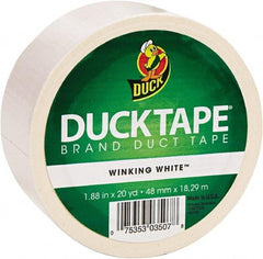 Duck - 1-7/8" x 20 Yds White Duct Tape - 9 mil, Rubber Adhesive, Vinyl Backing, 22 Lb/ln Tensile Strength, Series DUC - USA Tool & Supply