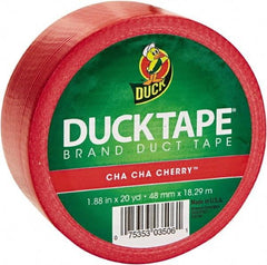 Duck - 1-7/8" x 20 Yds Red Duct Tape - 9 mil, Rubber Adhesive, Vinyl Backing, 22 Lb/ln Tensile Strength, Series DUC - USA Tool & Supply
