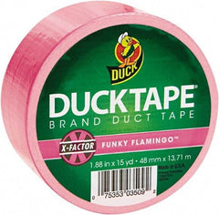 Duck - 1-7/8" x 15 Yds Pink Duct Tape - 9 mil, Rubber Adhesive, Vinyl Backing, 22 Lb/ln Tensile Strength, Series DUC - USA Tool & Supply