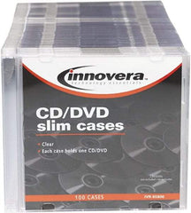 innovera - 1 Compartment, 4-7/8 Inch Wide x 1/4 Inch Deep x 5-5/8 Inch High, CD/DVD Storage Case - Polystyrene, Clear - USA Tool & Supply