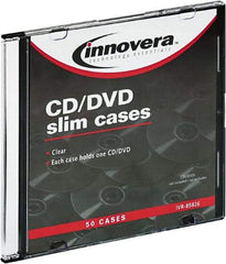 innovera - 1 Compartment, 4-7/8 Inch Wide x 1/4 Inch Deep x 5-5/8 Inch High, CD/DVD Storage Case - Polystyrene, Clear - USA Tool & Supply