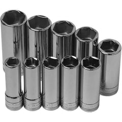 SK - 3/8" Drive Deep Socket Set - 10 to 19mm, Metric Measurement Standard - USA Tool & Supply