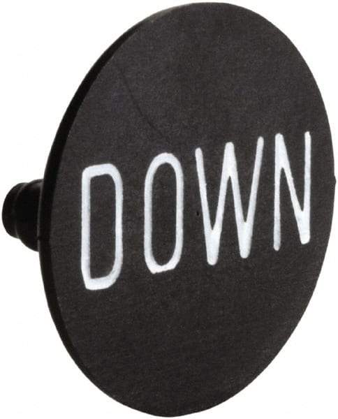 Square D - Legend Plate - Down - 30mm Hole Diameter, 2.2 Inch Wide x 0.1 Inch High x 30mm Overall Diameter - USA Tool & Supply