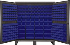 Durham - 240 Bin Storage Cabinet - Steel, 72" Wide x 24" Deep x 78" High, Blue - USA Tool & Supply