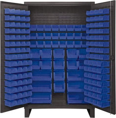 Durham - 162 Bin Storage Cabinet - Steel, 48" Wide x 24" Deep x 78" High, Blue - USA Tool & Supply