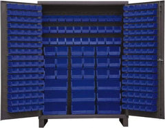 Durham - 227 Bin Storage Cabinet - Steel, 60" Wide x 24" Deep x 84" High, Blue - USA Tool & Supply