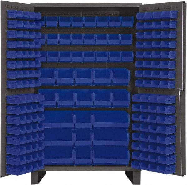 Durham - 171 Bin Storage Cabinet - Steel, 48" Wide x 24" Deep x 78" High, Blue - USA Tool & Supply