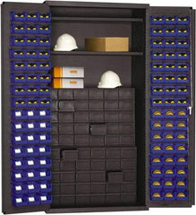 Durham - 2 Shelf 96 Bin Storage Cabinet - Steel, 36" Wide x 24" Deep x 72" High, Blue - USA Tool & Supply