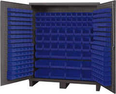 Durham - 264 Bin Storage Cabinet - Steel, 72" Wide x 24" Deep x 84" High, Blue - USA Tool & Supply