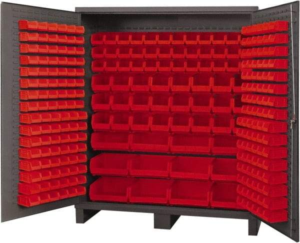 Durham - 264 Bin Storage Cabinet - Steel, 72" Wide x 24" Deep x 84" High, Red - USA Tool & Supply