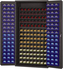 Durham - 40 Bin Storage Cabinet - Steel, 36" Wide x 24" Deep x 72" High, Blue - USA Tool & Supply