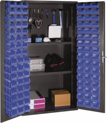 Durham - 2 Shelf 96 Bin Storage Cabinet - Steel, 36" Wide x 24" Deep x 72" High, Blue - USA Tool & Supply