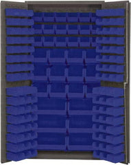 Durham - 132 Bin Storage Cabinet - Steel, 36" Wide x 24" Deep x 72" High, Blue - USA Tool & Supply