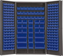 Durham - 192 Bin Storage Cabinet - Steel, 48" Wide x 24" Deep x 84" High, Blue - USA Tool & Supply