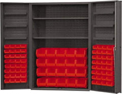 Durham - 2 Shelf 84 Bin Storage Cabinet - Steel, 48" Wide x 24" Deep x 72" High, Red - USA Tool & Supply