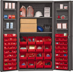 Durham - 2 Shelf 64 Bin Storage Cabinet - Steel, 36" Wide x 24" Deep x 72" High, Red - USA Tool & Supply