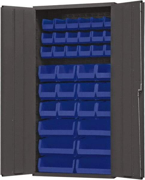 Durham - 36 Bin Storage Cabinet - Steel, 36" Wide x 24" Deep x 72" High, Blue - USA Tool & Supply