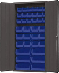 Durham - 36 Bin Storage Cabinet - Steel, 36" Wide x 24" Deep x 72" High, Blue - USA Tool & Supply