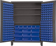 Durham - 3 Shelf 185 Bin Storage Cabinet - Steel, 60" Wide x 24" Deep x 84" High, Blue - USA Tool & Supply