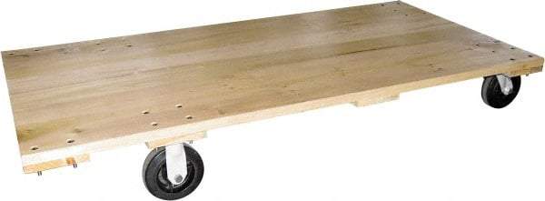 Fairbanks - 1,600 Lb Capacity Hardwood Platform Truck - Hardwood Deck, 24" OAW, 48" Platform Length, Mold On Rubber Casters - USA Tool & Supply