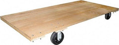 Fairbanks - 2,000 Lb Capacity Oak Platform Truck - Hardwood Deck, 27" OAW, 48" Platform Length, Mold On Rubber Casters - USA Tool & Supply