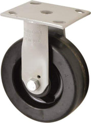 Fairbanks - 6" Diam x 2" Wide x 7-1/2" OAH Top Plate Mount Rigid Caster - Phenolic, 1,200 Lb Capacity, Rollers Bearing, 4 x 4-1/2" Plate - USA Tool & Supply