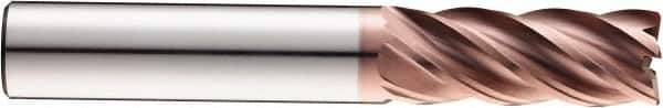SGS - 1" Diam, Variable Pitch, 1-1/2" LOC, 5 Flute Solid Carbide 0.03" Corner Radius Roughing End Mill - Ti-NAMITE-M Finish, 4" OAL, 1" Shank Diam, Single End, 37° Helix - USA Tool & Supply