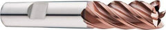 SGS - 1/2" Diam, Variable Pitch, 1-1/4" LOC, 5 Flute Solid Carbide 0.03" Corner Radius Roughing End Mill - Ti-NAMITE-M Finish, 3-1/4" OAL, 1/2" Shank Diam, Single End, 37° Helix - USA Tool & Supply