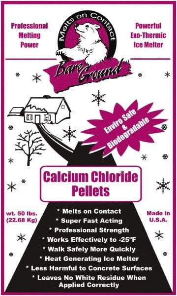 Bare Ground Solutions - 50 Lb Bag Calcium Chloride Pellets - Effective to -20°F - USA Tool & Supply