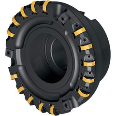 Walter - 21 Inserts, 159.99mm Cut Diam, 40.01mm Arbor Diam, 8.41mm Max Depth of Cut, Indexable Square-Shoulder Face Mill - 90° Lead Angle, 62.99mm High, OHNF050408. Insert Compatibility, Through Coolant, Series M2025 - USA Tool & Supply