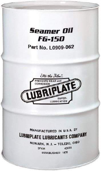 Lubriplate - 55 Gal Drum Mineral Seamer Oil - SAE 40, ISO 150, 109 cSt at 40°C & 12 cSt at 100°C, Food Grade - USA Tool & Supply