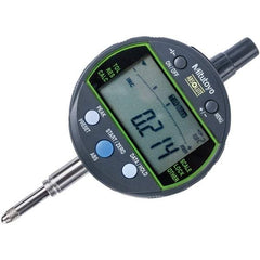 Mitutoyo - 0 to 12.7mm Range, 0.001 & 0.01mm Graduation, Electronic Drop Inidicator - Flat Back, 0.003mm Accuracy, LCD Display, Metric - USA Tool & Supply